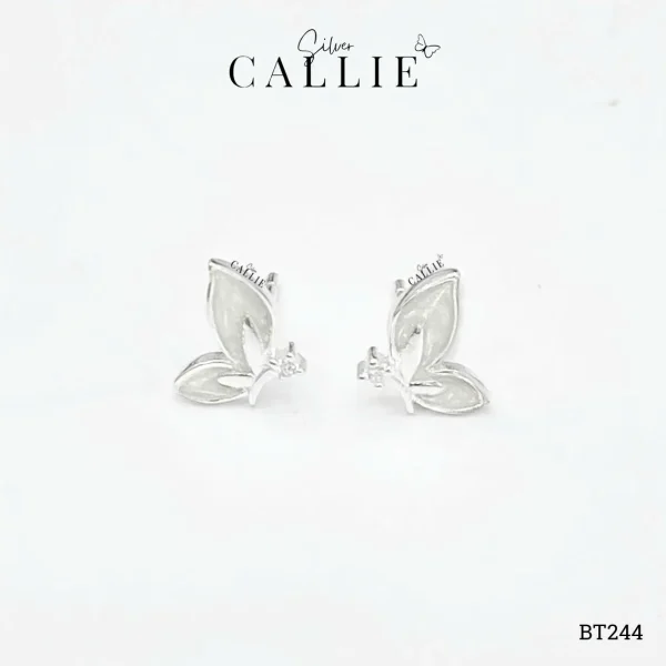 BT244 - Bông Tai Bạc Callie Silver Bướm Xà Cừ