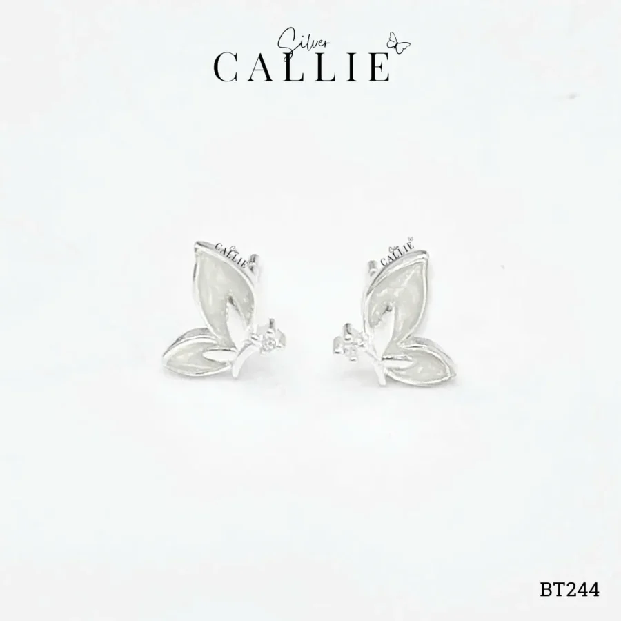 BT244 - Bông Tai Bạc Callie Silver Bướm Xà Cừ