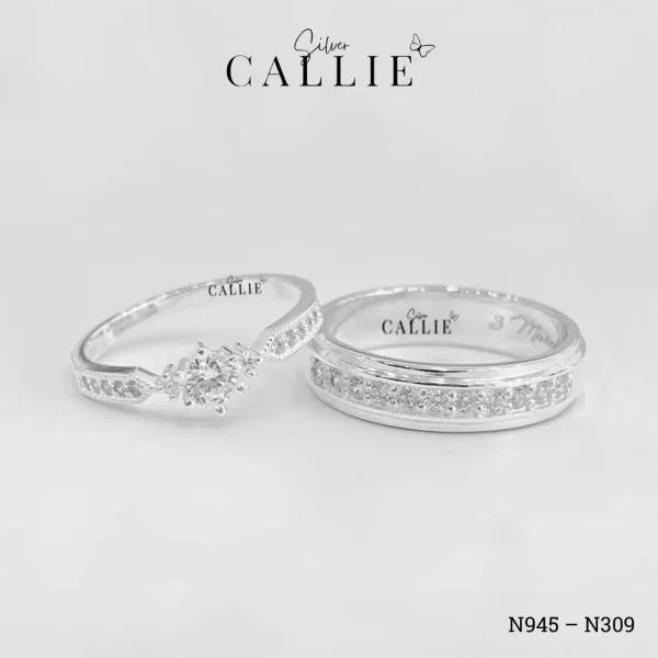 N945 - N309: Nhẫn Bạc Thiết Kế Callie Silver Kiểu Công Chúa