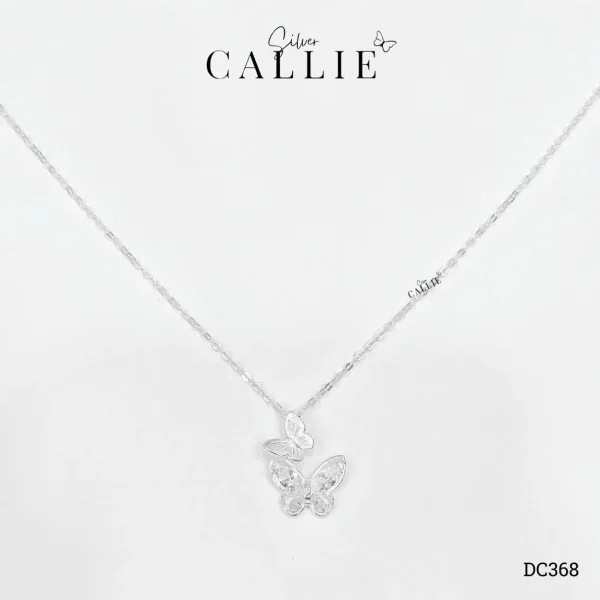 DC368 - Dây Chuyền Bạc Callie Silver Bướm Đôi Đính Đá
