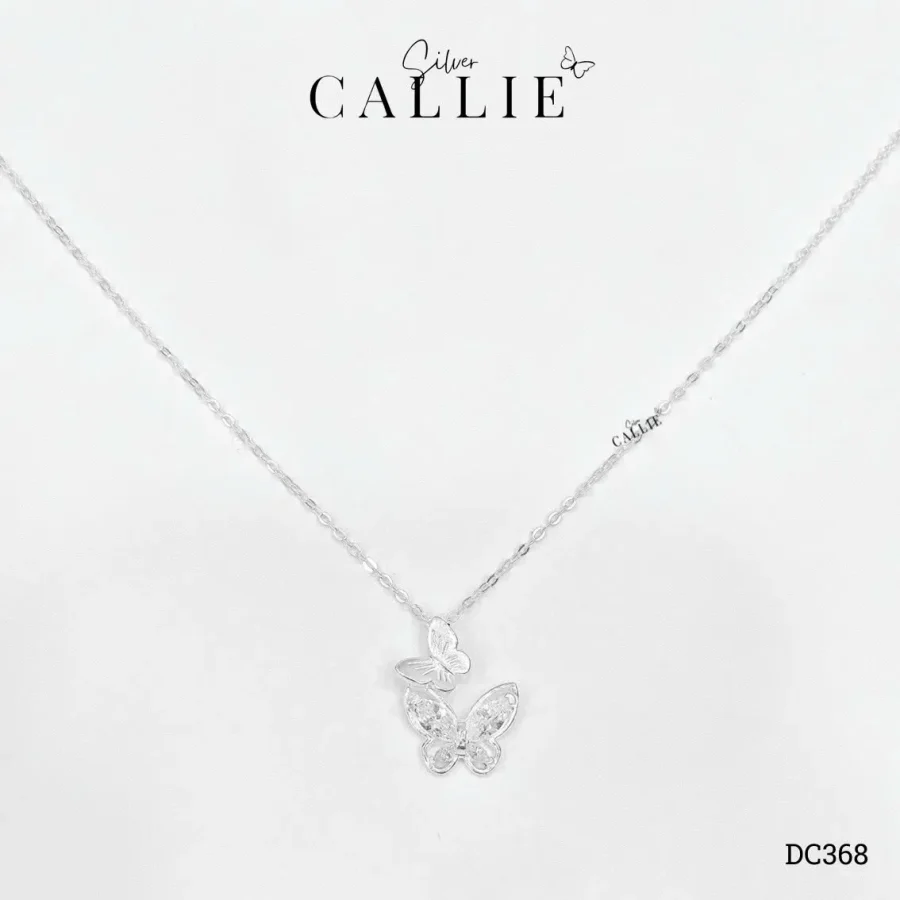 DC368 - Dây Chuyền Bạc Callie Silver Bướm Đôi Đính Đá