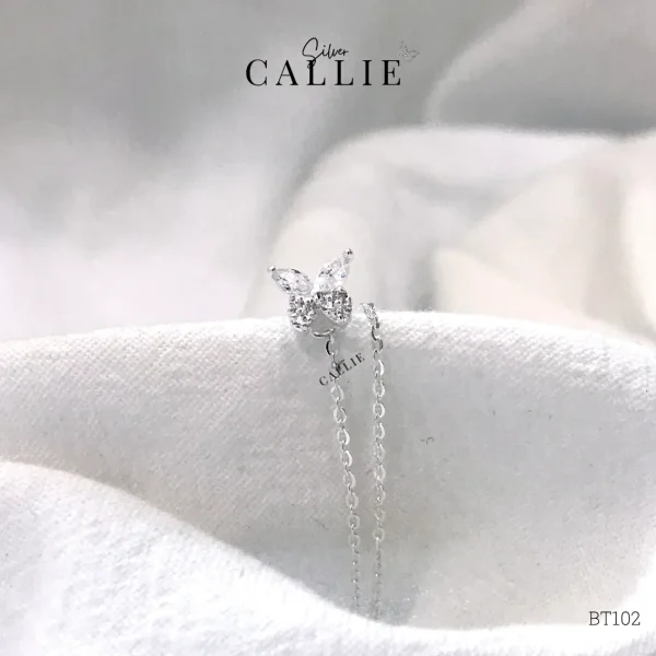 BT102 - Bông tai bạc Callie Silver bươm bướm thiết kế dây xích
