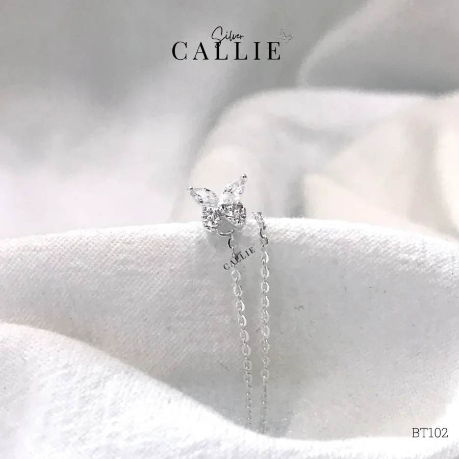 BT102 - Bông tai bạc Callie Silver bươm bướm thiết kế dây xích