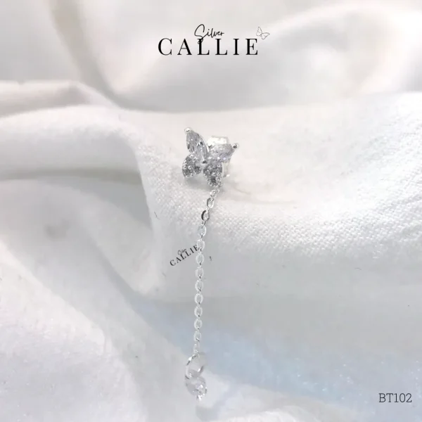 BT103 - Bông tai bạc Callie Silver bươm bướm thiết kế đá treo