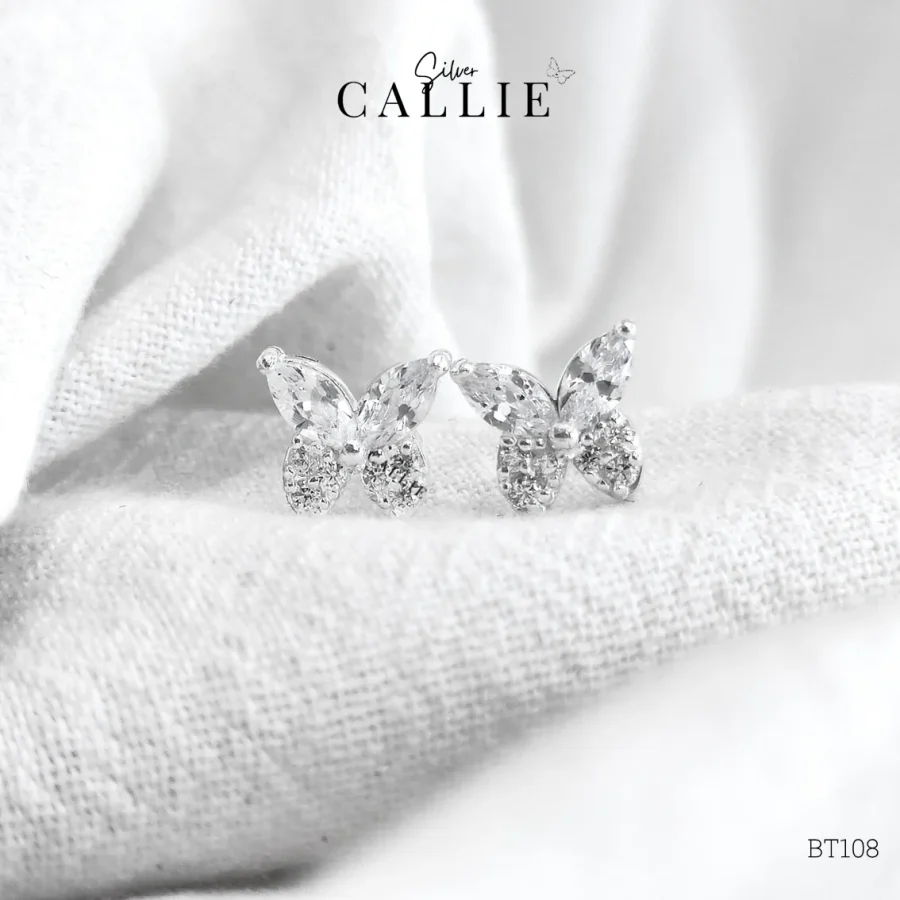 BT108 - Bông tai bạc Callie Silver bươm bướm lớn