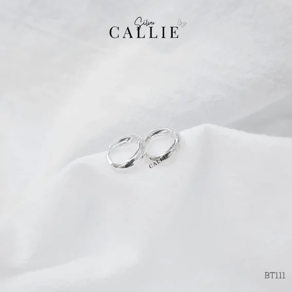 BT111 - Bông tai bạc Callie Silver dạng khoen bầu