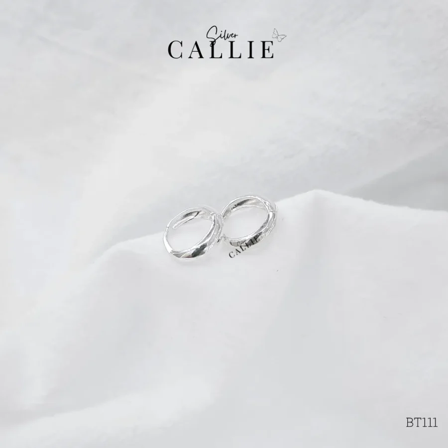 BT111 - Bông tai bạc Callie Silver dạng khoen bầu