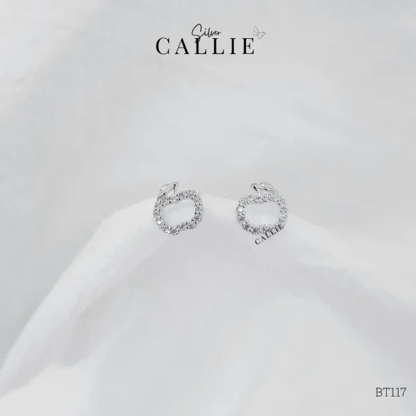 BT117 - Bông tai bạc Callie Silver trái táo đính đá