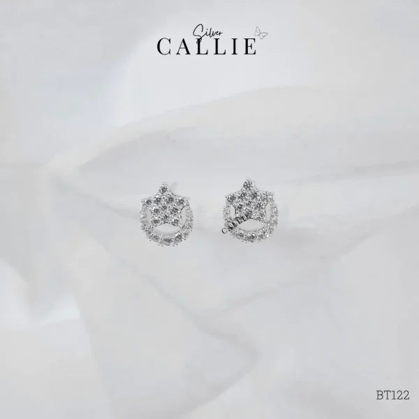 BT122 - Bông tai bạc Callie Silver mặt trăng ngôi sao đính đá