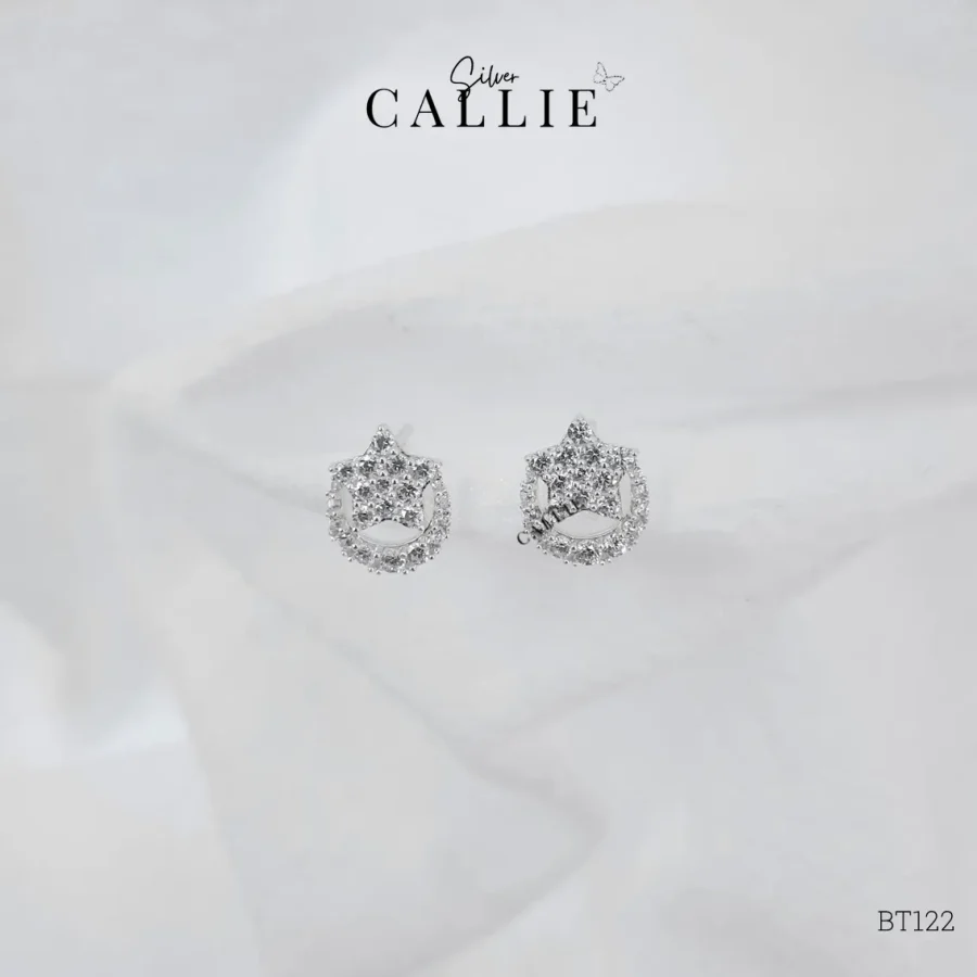 BT122 - Bông tai bạc Callie Silver mặt trăng ngôi sao đính đá