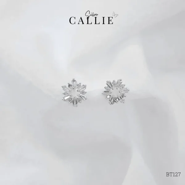 BT127 - Bông tai bạc Callie Silver đính đá vòng tròn