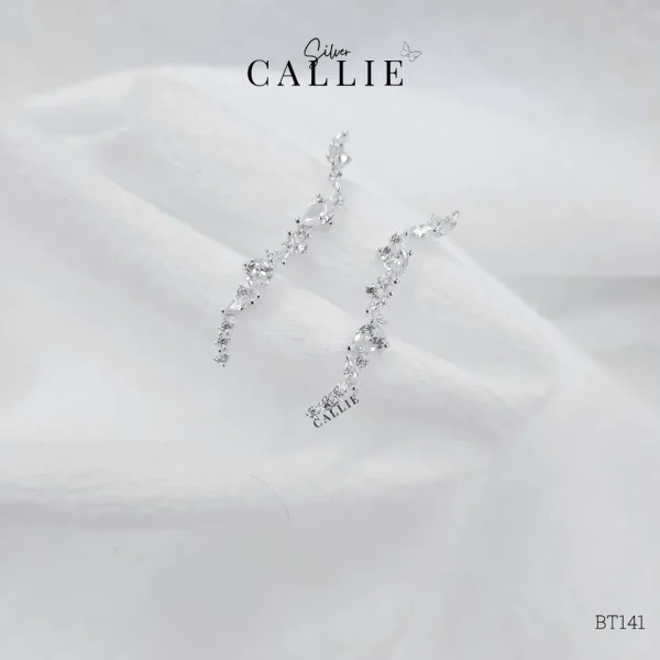 BT141 - Bông tai bạc Callie Silver dãy đá