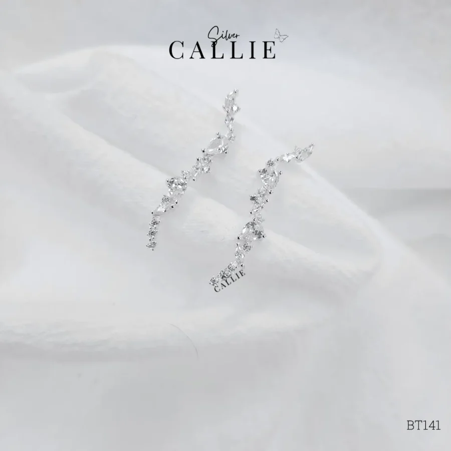 BT141 - Bông tai bạc Callie Silver dãy đá