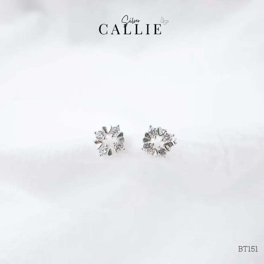 BT151 - Bông tai bạc Callie Silver lá hoa
