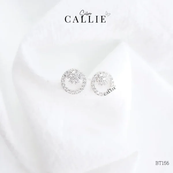 BT156 - Bông tai bạc Callie Silver vòng tròn đính đá