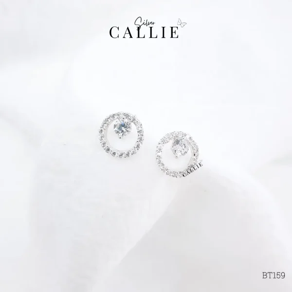 BT159 - Bông tai bạc Callie Silver vòng tròn đính đá