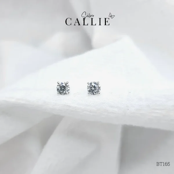 BT165 - Bông tai bạc Callie Silver 1 viên 4 li