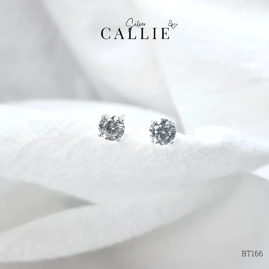 BT166 - Bông tai bạc Callie Silver 1 hột 5li