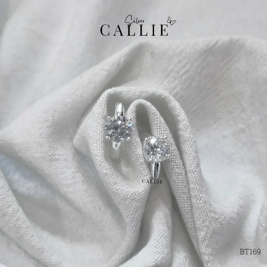 BT169 - Khoen bạc Callie Silver 1 viên chủ 5li