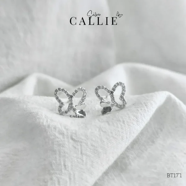 BT171 - Bông tai bạc Callie Silver bươm bướm đính bướm nhỏ