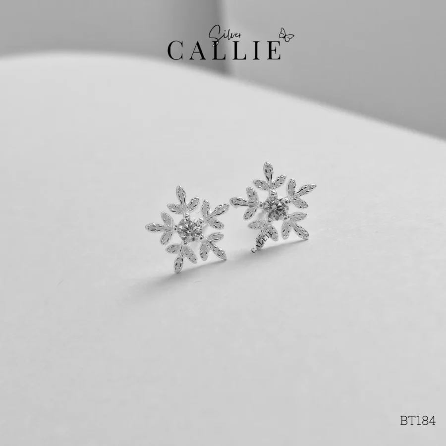 BT184 - Bông tai bạc Callie Silver bông tuyết 1 viên chủ