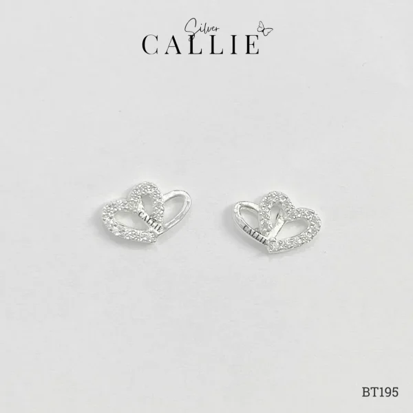 BT195 - Bông tai bạc Callie Silver trái tim lồng