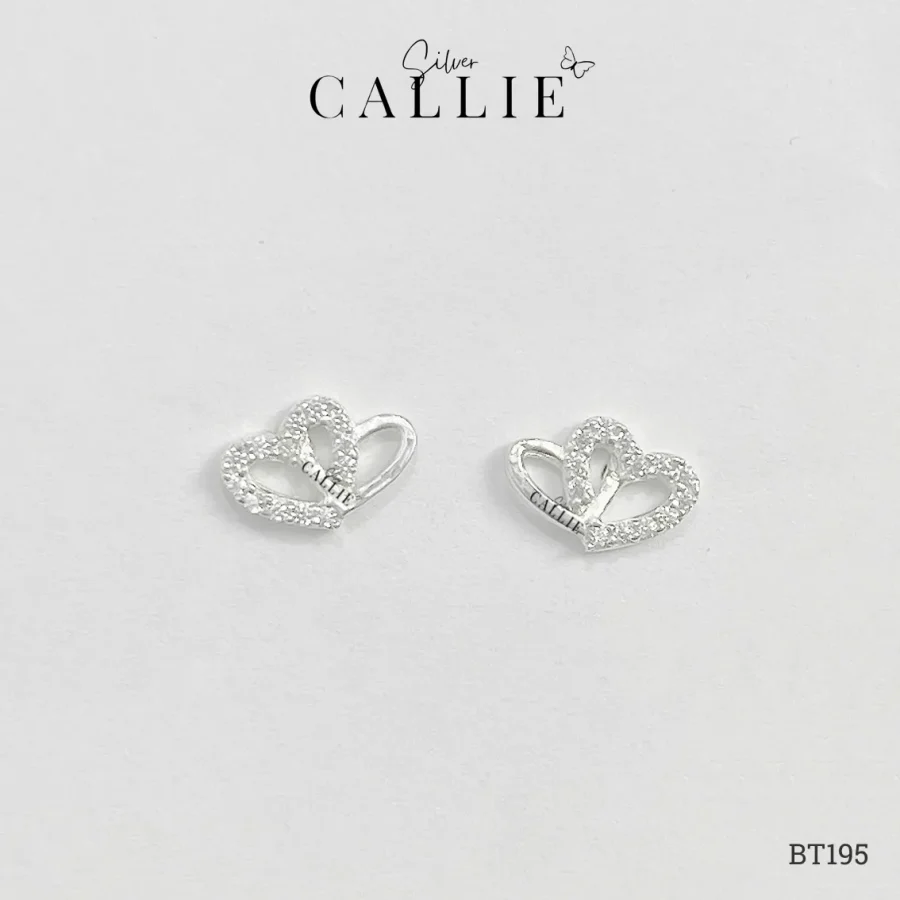 BT195 - Bông tai bạc Callie Silver trái tim lồng
