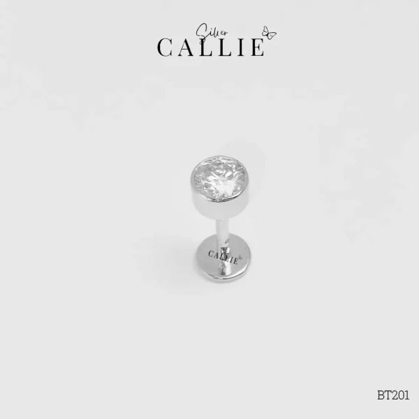 BT201 - Bông tai bạc thiết kế Callie Silver 1 viên 5li (chiếc)