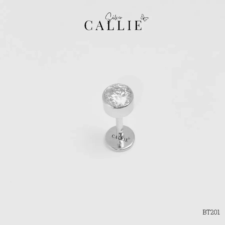 BT201 - Bông tai bạc thiết kế Callie Silver 1 viên 5li (chiếc)