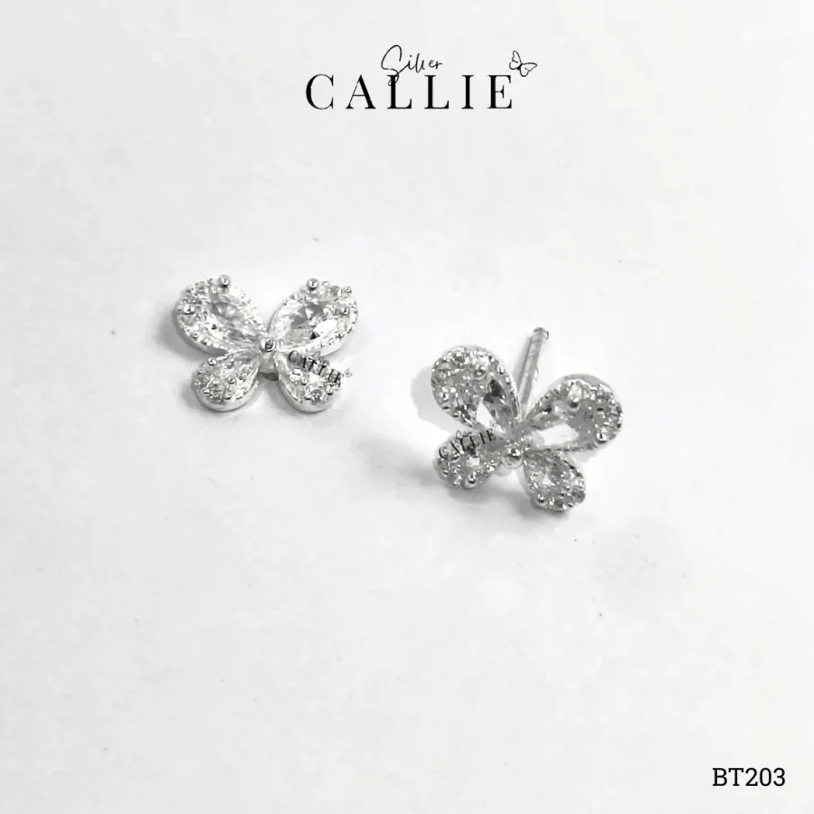 BT203 - Bông tai bạc Callie Silver bướm đính đá
