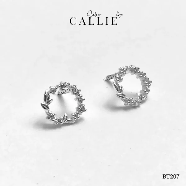 BT207 - Bông Tai Bạc Thiết Kế Callie Silver Vòng Hoa
