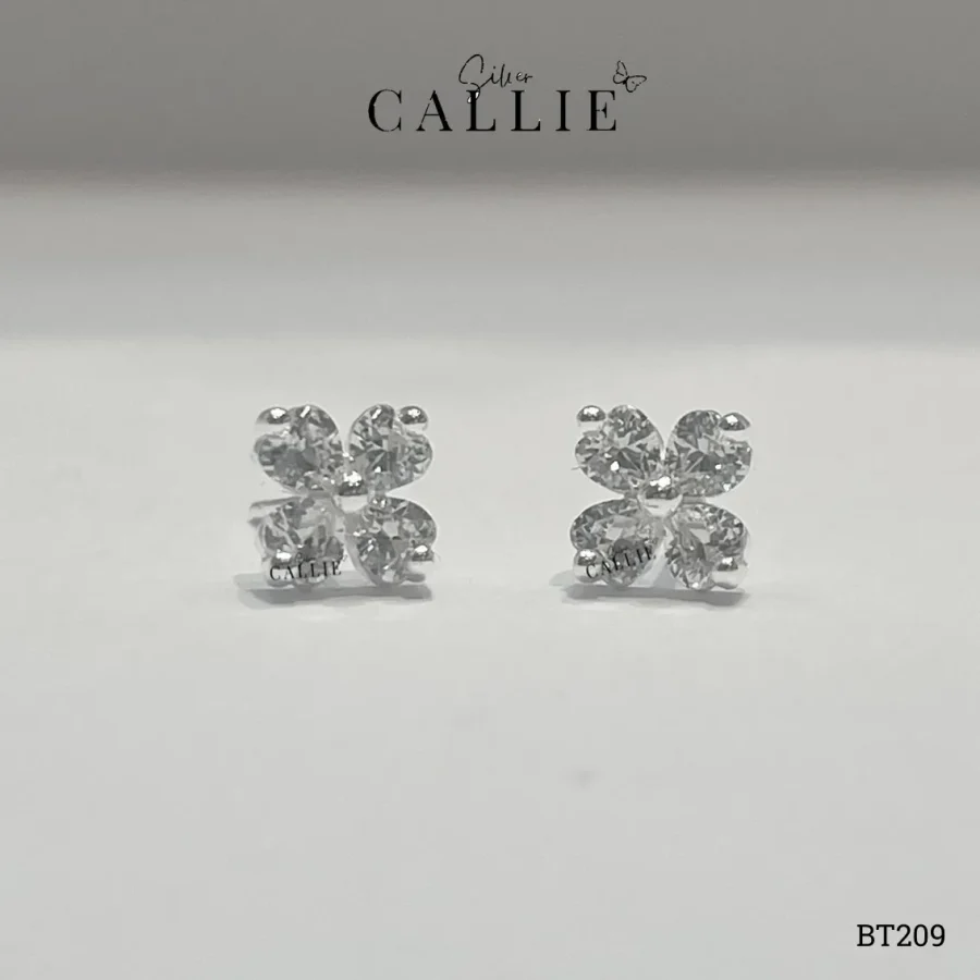 BT209 - BÔNG TAI BẠC CALLIE SILVER CỎ 4 LÁ