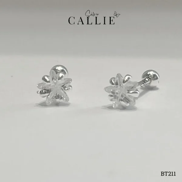 BT211 - Bông Tai Bạc Callie Silver Đá Ngôi Sao Đuôi Vặn Tròn