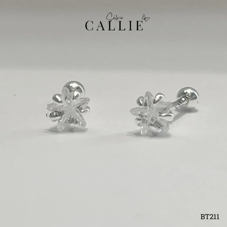 BT211 - Bông Tai Bạc Callie Silver Đá Ngôi Sao Đuôi Vặn Tròn