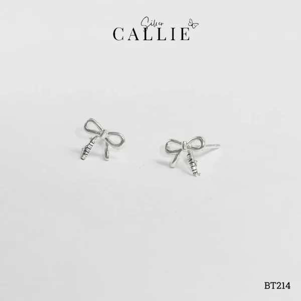 BT214 - Bông Tai Bạc Callie Silver Hình Nơ Trơn