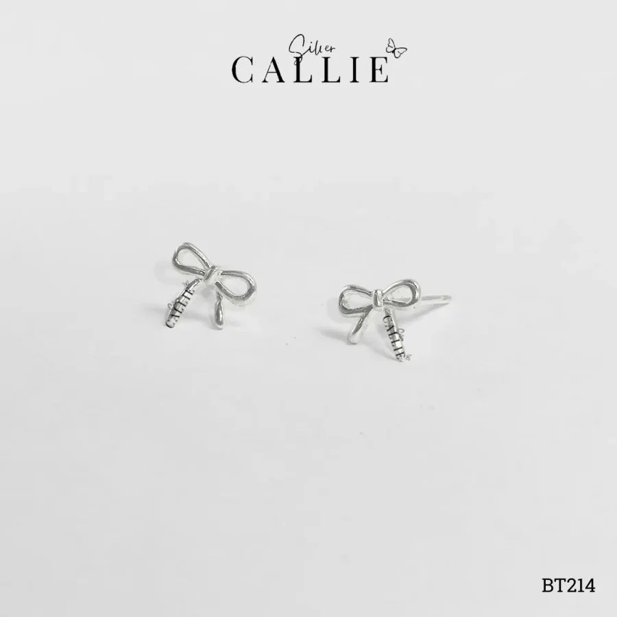 BT214 - Bông Tai Bạc Callie Silver Hình Nơ Trơn