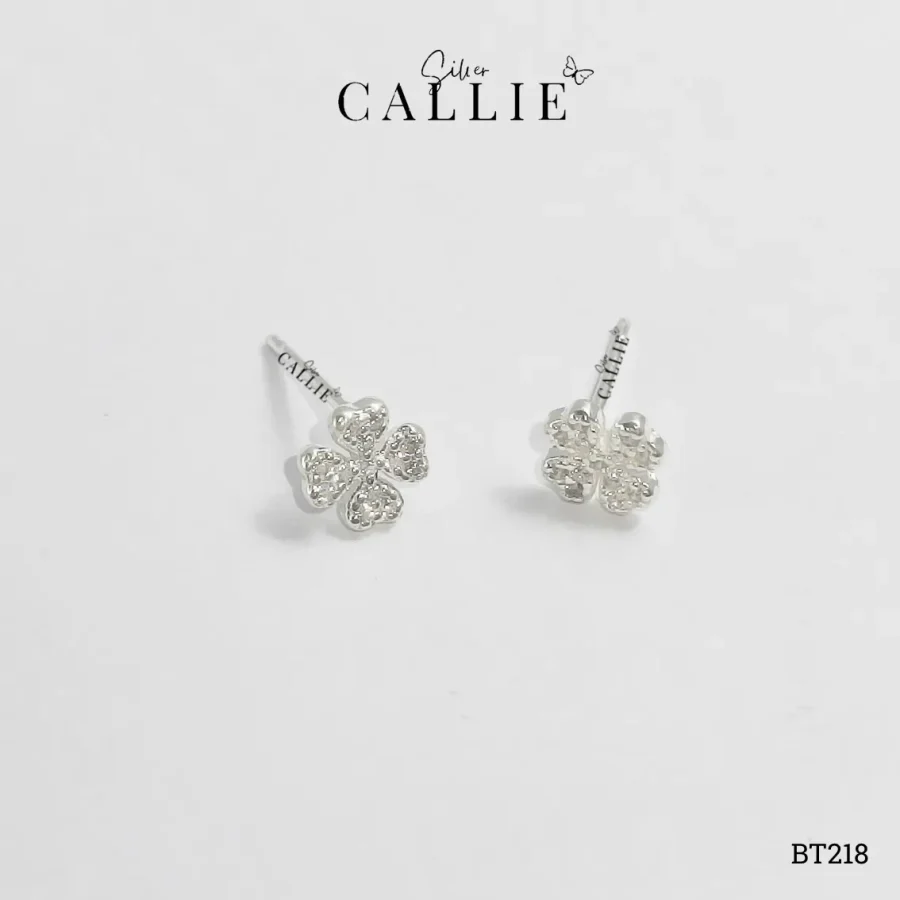 BT218 - Bông Tai Bạc Callie Silver Cỏ 4 Lá