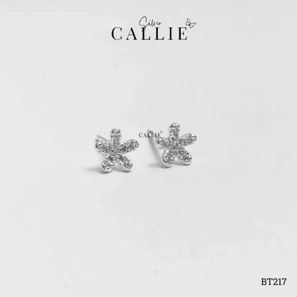 BT217 - Bông tai bạc Callie Silver hình hoa đính đá