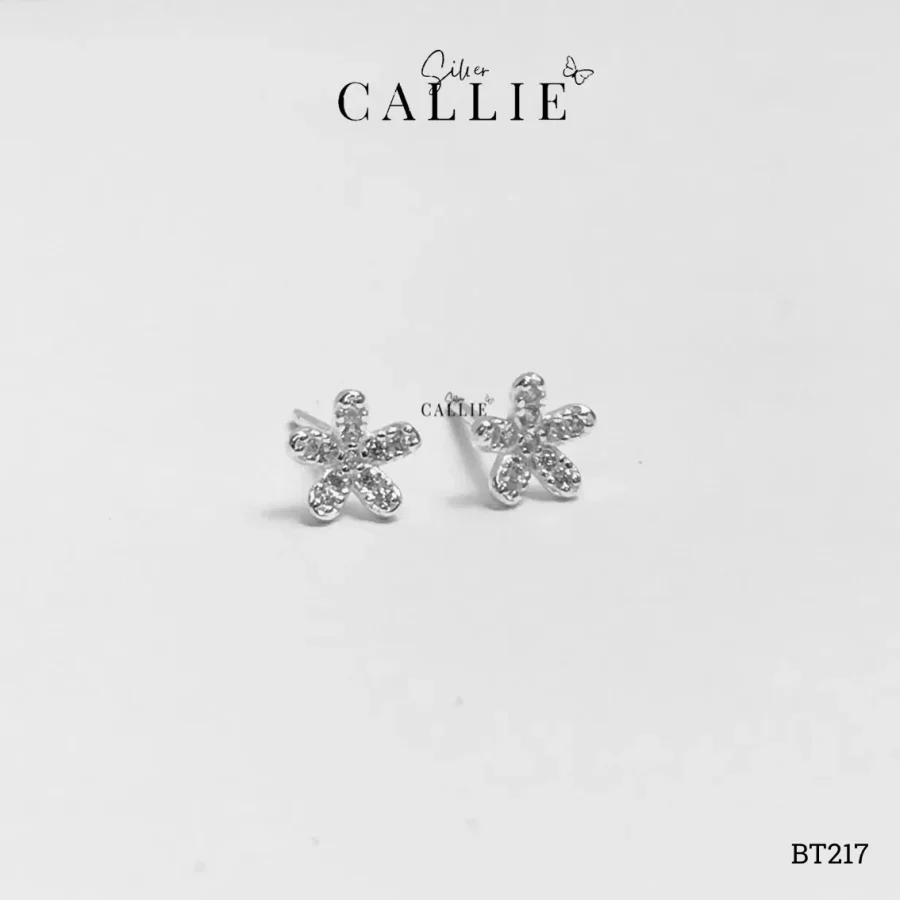BT217 - Bông tai bạc Callie Silver hình hoa đính đá