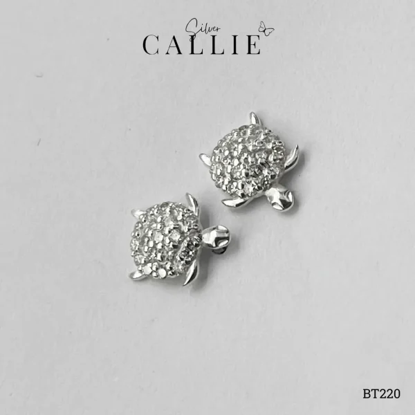 BT220 - Bông Tai Bạc Thiết Kế Callie Silver Hình Rùa Đính Đá