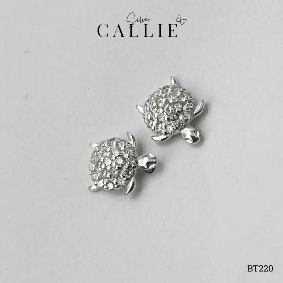 BT220 - Bông Tai Bạc Thiết Kế Callie Silver Hình Rùa Đính Đá