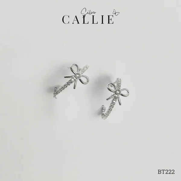 BT222 - Bông tai bạc Callie Silver dạng khoen nơ