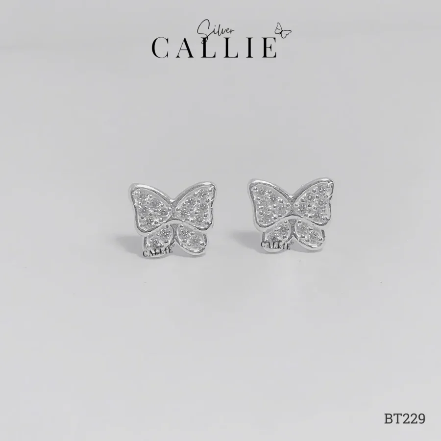 BT229 - Bông Tai Bạc Callie Silver Bướm Đính Đá