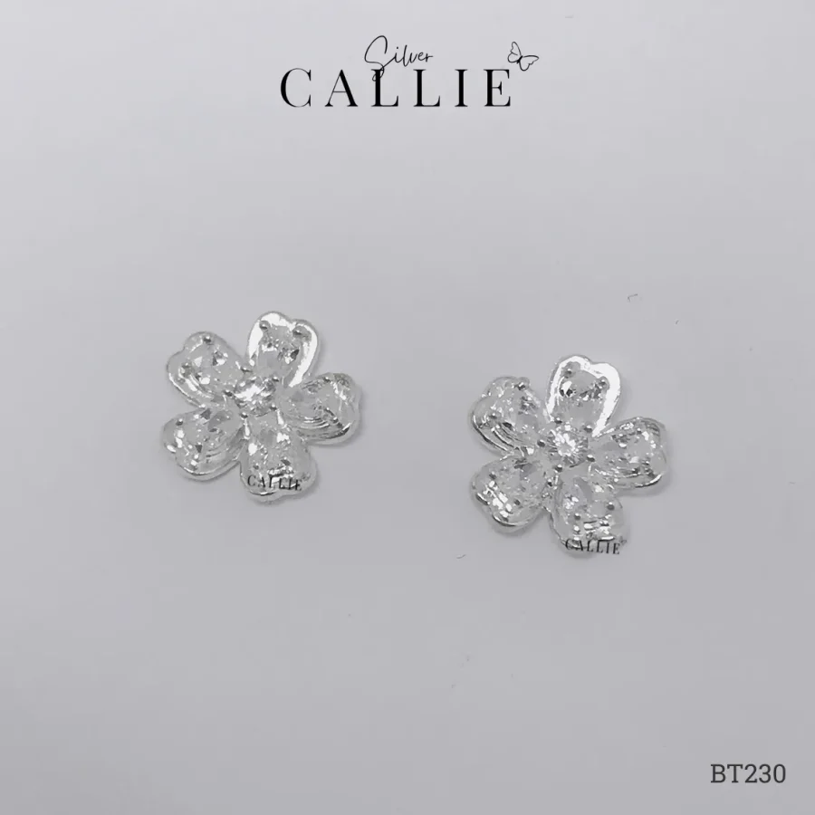 BT230 - Bông Tai Bạc Callie Silver Hoa Đính Đá