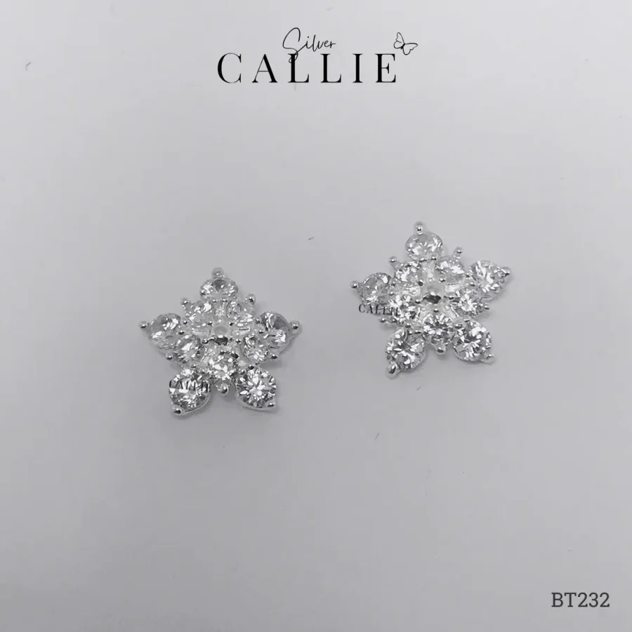 BT232 - Bông Tai Bạc Callie Silver Hoa Tuyết