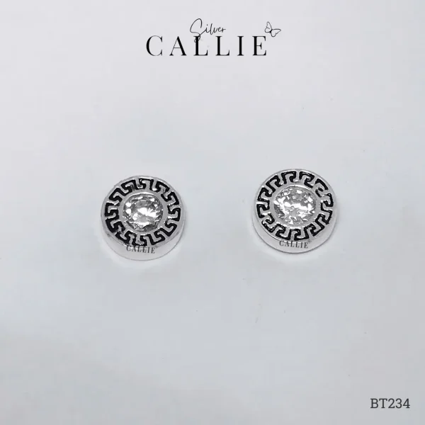 BT234 - Bông Tai Bạc Callie Silver Viên Chủ Viền Hoạ Tiết