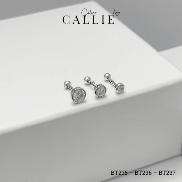 BT235 - BT236 - BT237: Bông tai Callie Silver 1 viên nụ (chiếc)