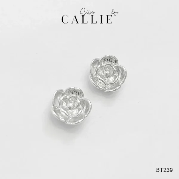 BT239 - Bông tai bạc thiết kế Callie Silver Camellia xi kim