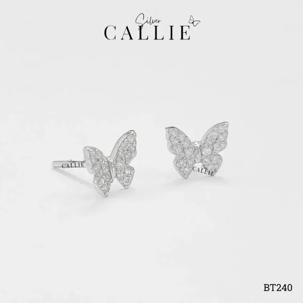 BT240 - Bông Tai Bạc Thiết Kế Callie Silver Bươm Bướm Đính Đá