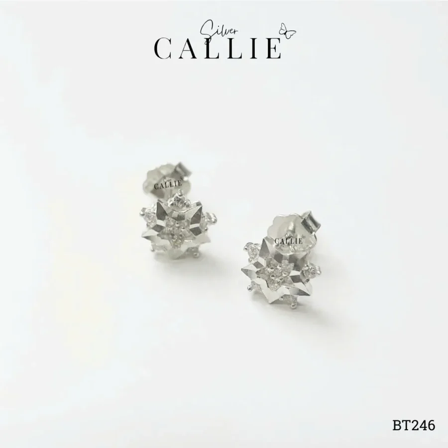 BT246 - Bông tai bạc Callie Silver ngôi sao bông tuyết móc máy
